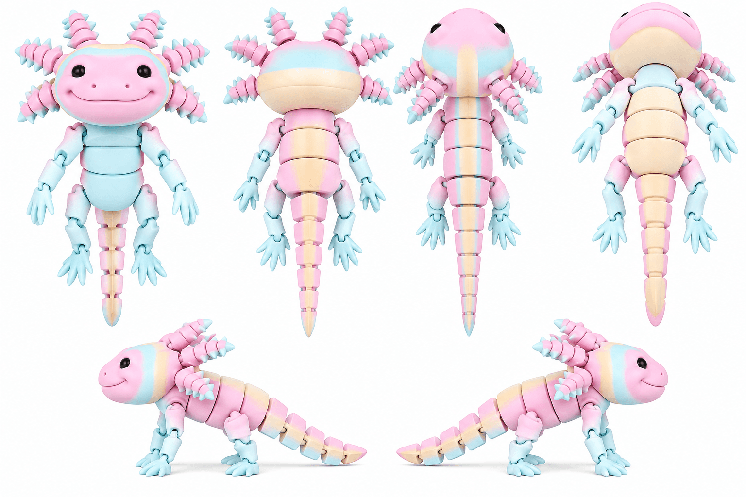 Pastel Axolotl – Cute Articulated 3D Printable STL