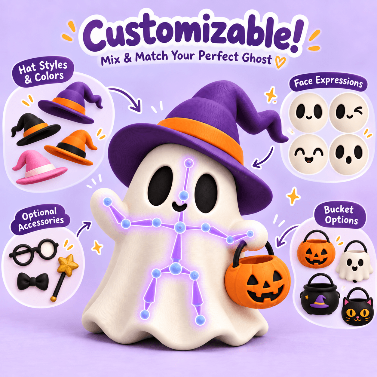 Boo Buddy – Customizable Halloween Ghost STL