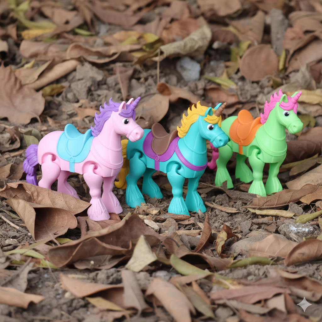 3D model of Magical Unicorn Figure Set - Colorful Collectible Toys for Kids